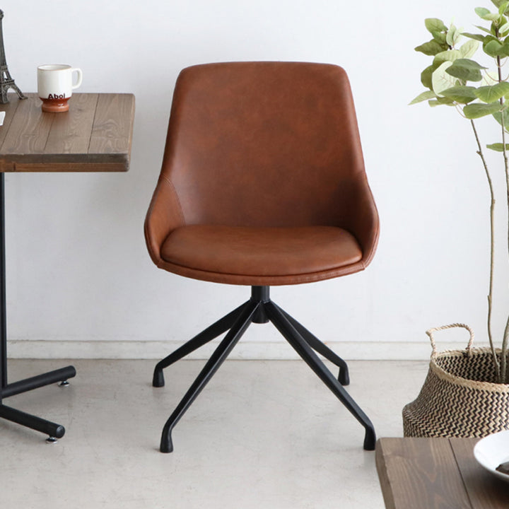 チェア 座面高43cm 回転 レザー調 エデル -21