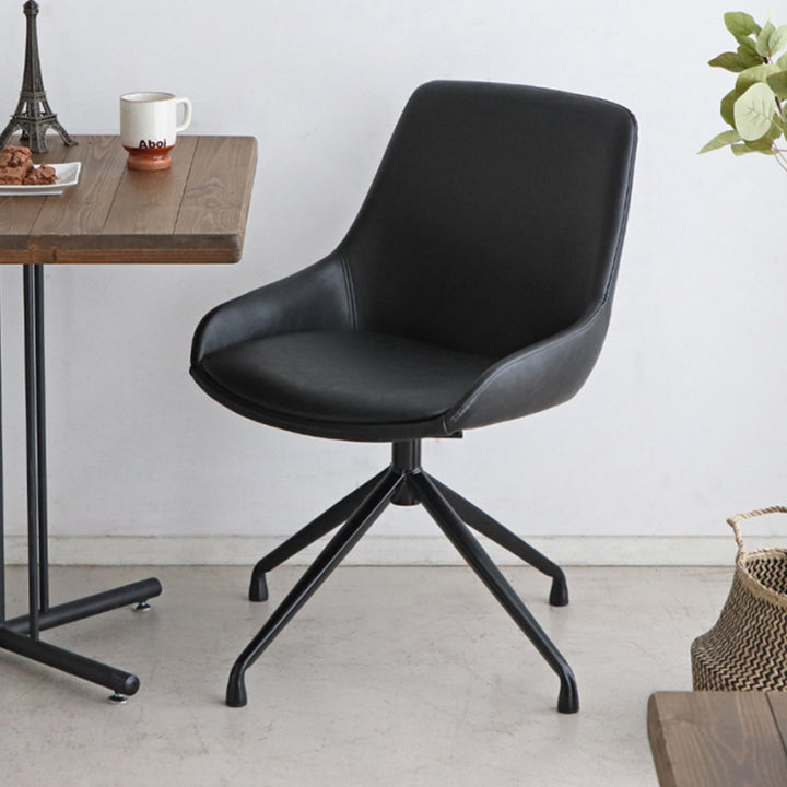 チェア 座面高43cm 回転 レザー調 エデル -7