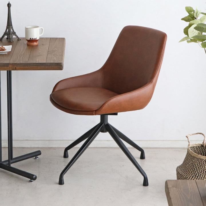 チェア 座面高43cm 回転 レザー調 エデル -8