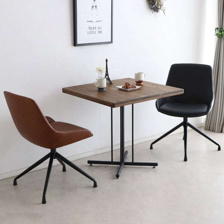 チェア 座面高43cm 回転 レザー調 エデル -9