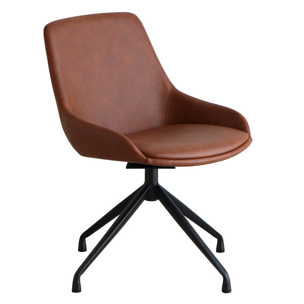 チェア 座面高43cm 回転 レザー調 エデル -1