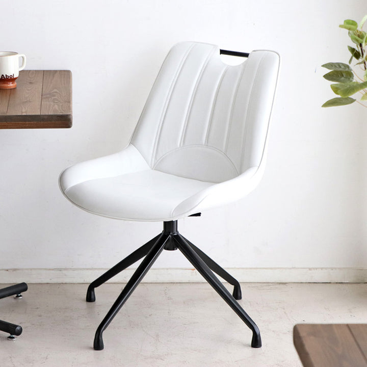 チェア 座面高42cm 回転 レザー調 カーナ -14