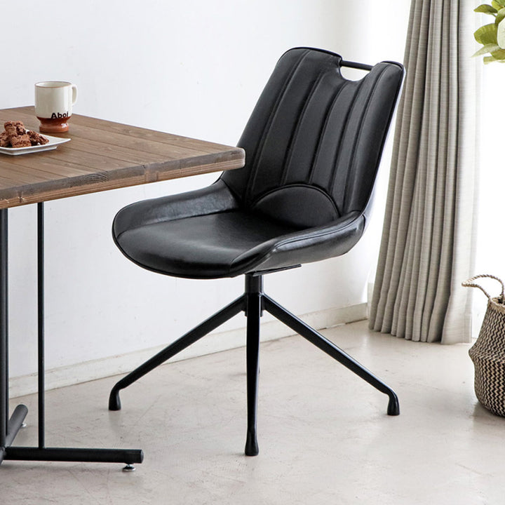 チェア 座面高42cm 回転 レザー調 カーナ -16