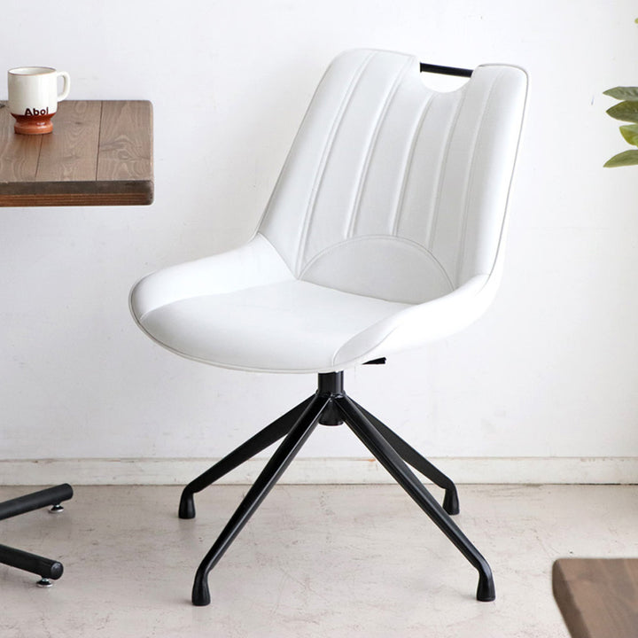 チェア 座面高42cm 回転 レザー調 カーナ -17