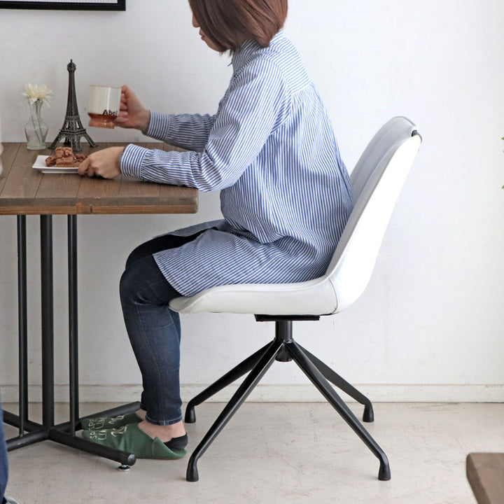 チェア 座面高42cm 回転 レザー調 カーナ -18