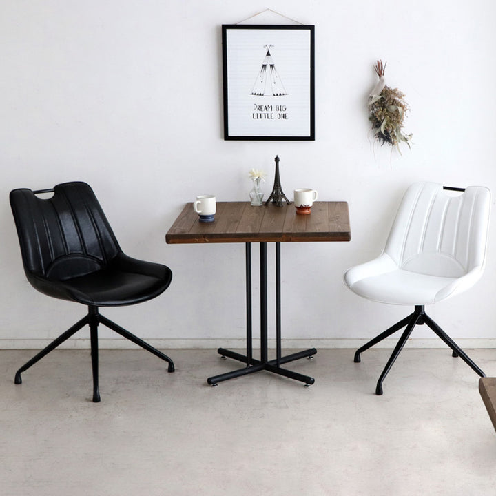 チェア 座面高42cm 回転 レザー調 カーナ -7