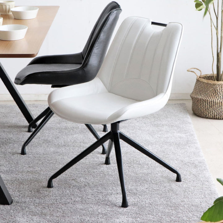 チェア 座面高42cm 回転 レザー調 カーナ -9