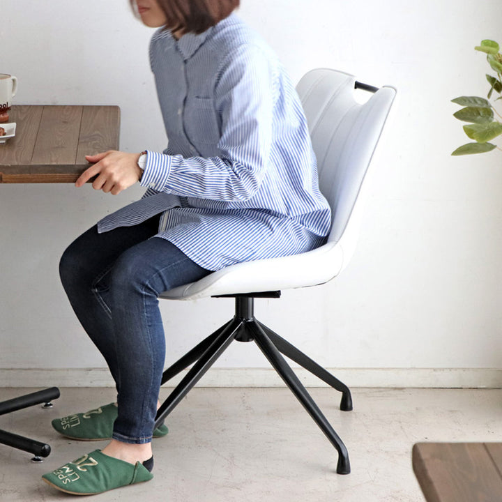 チェア 座面高42cm 回転 レザー調 カーナ -10