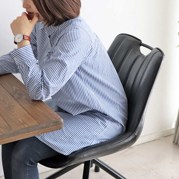 チェア 座面高42cm 回転 レザー調 カーナ -11