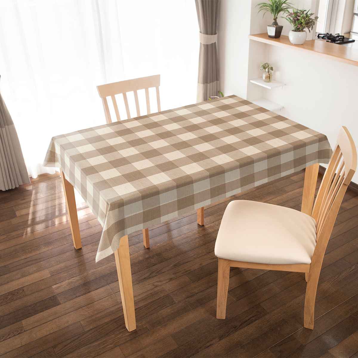 テーブルクロス チェック 120cm×150cm 抗ウイルス 抗菌 撥水加工