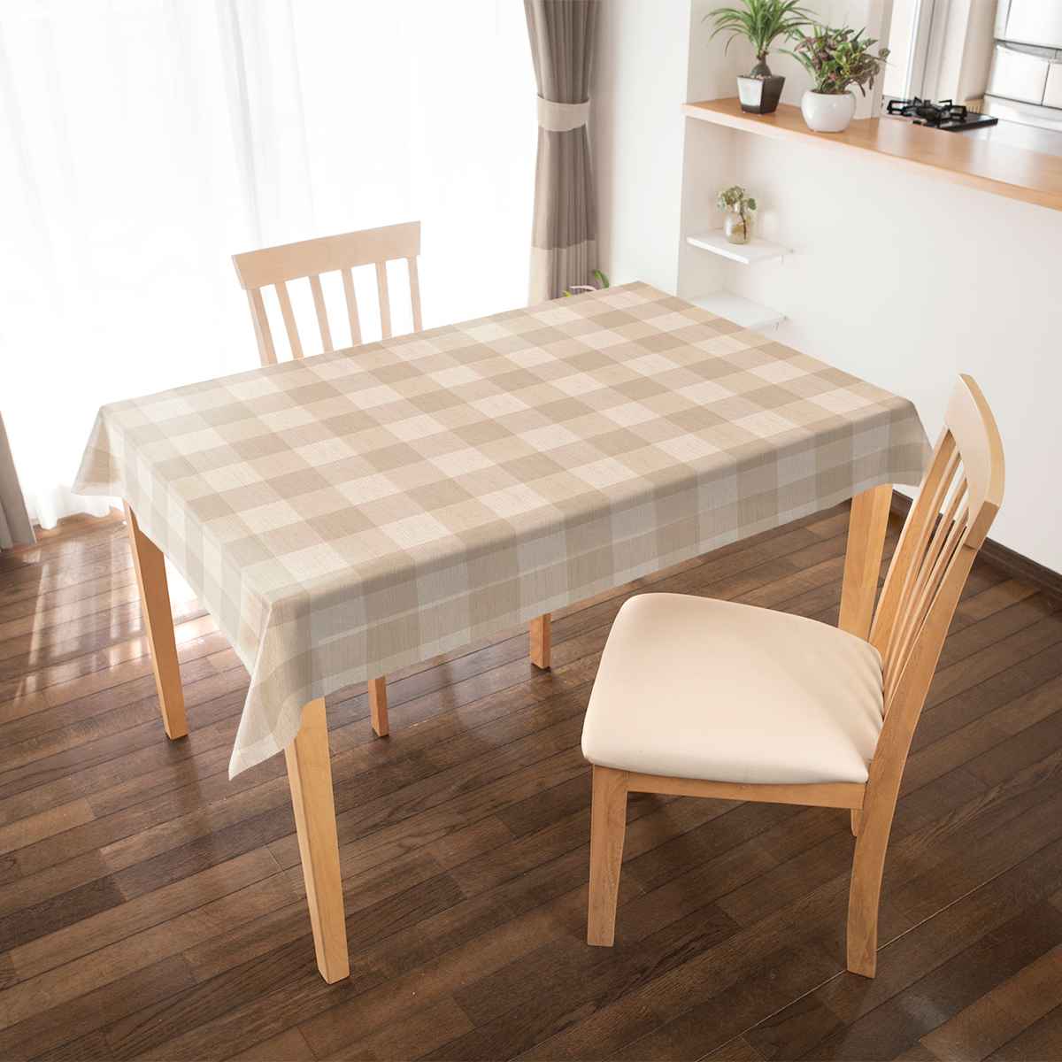 テーブルクロス チェック 120cm×150cm 抗ウイルス 抗菌 撥水加工