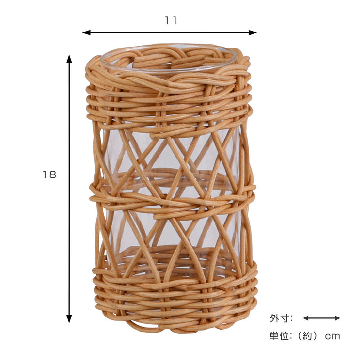 花瓶 ラタンガラスベース Lサイズ ガラス -4