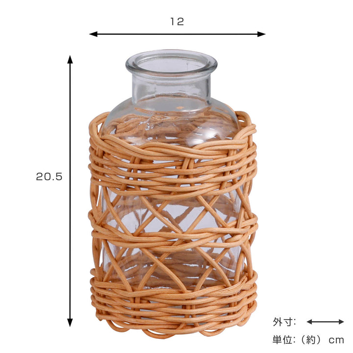 花瓶 ラタンガラスボトル Sサイズ ガラス -4