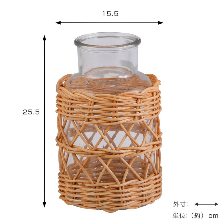 花瓶 ラタンガラスボトル Lサイズ ガラス -4