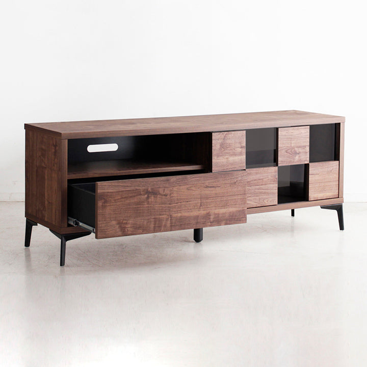 テレビ台 ローボード 和モダンデザイン 強化ガラス 格子風 幅140cm -2