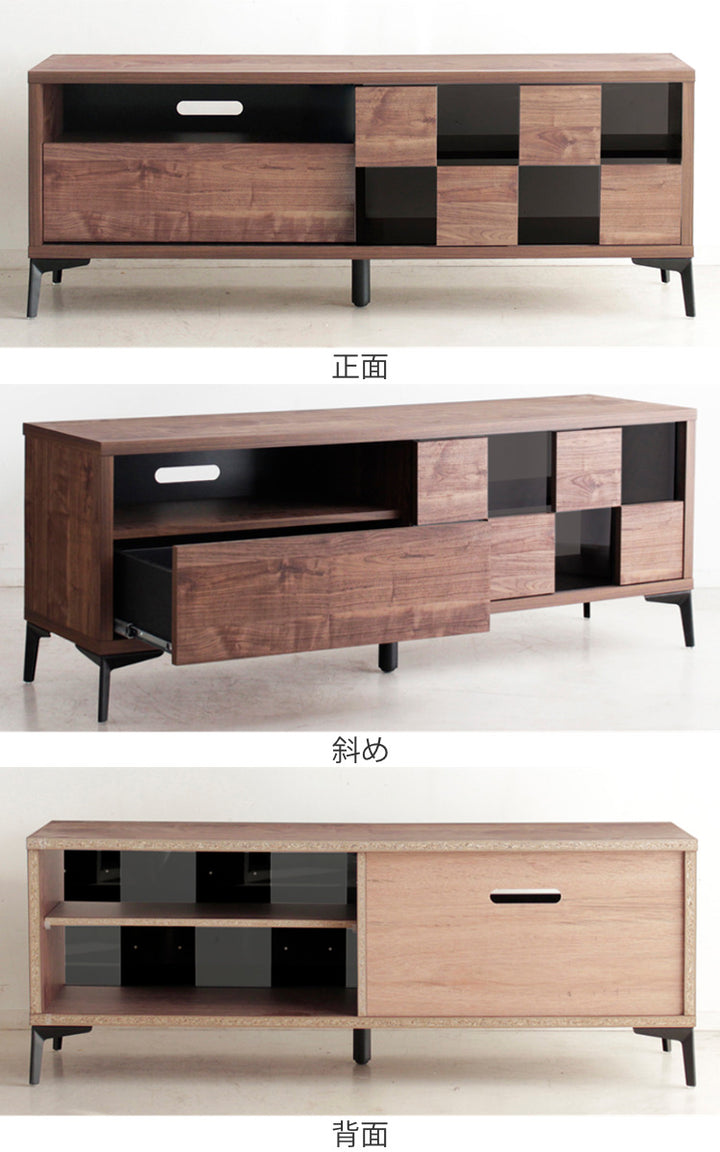 テレビ台 ローボード 和モダンデザイン 強化ガラス 格子風 幅140cm -4