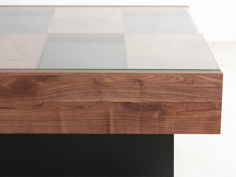 リビングテーブル 和モダンデザイン 強化ガラス 格子風 幅105cm -8