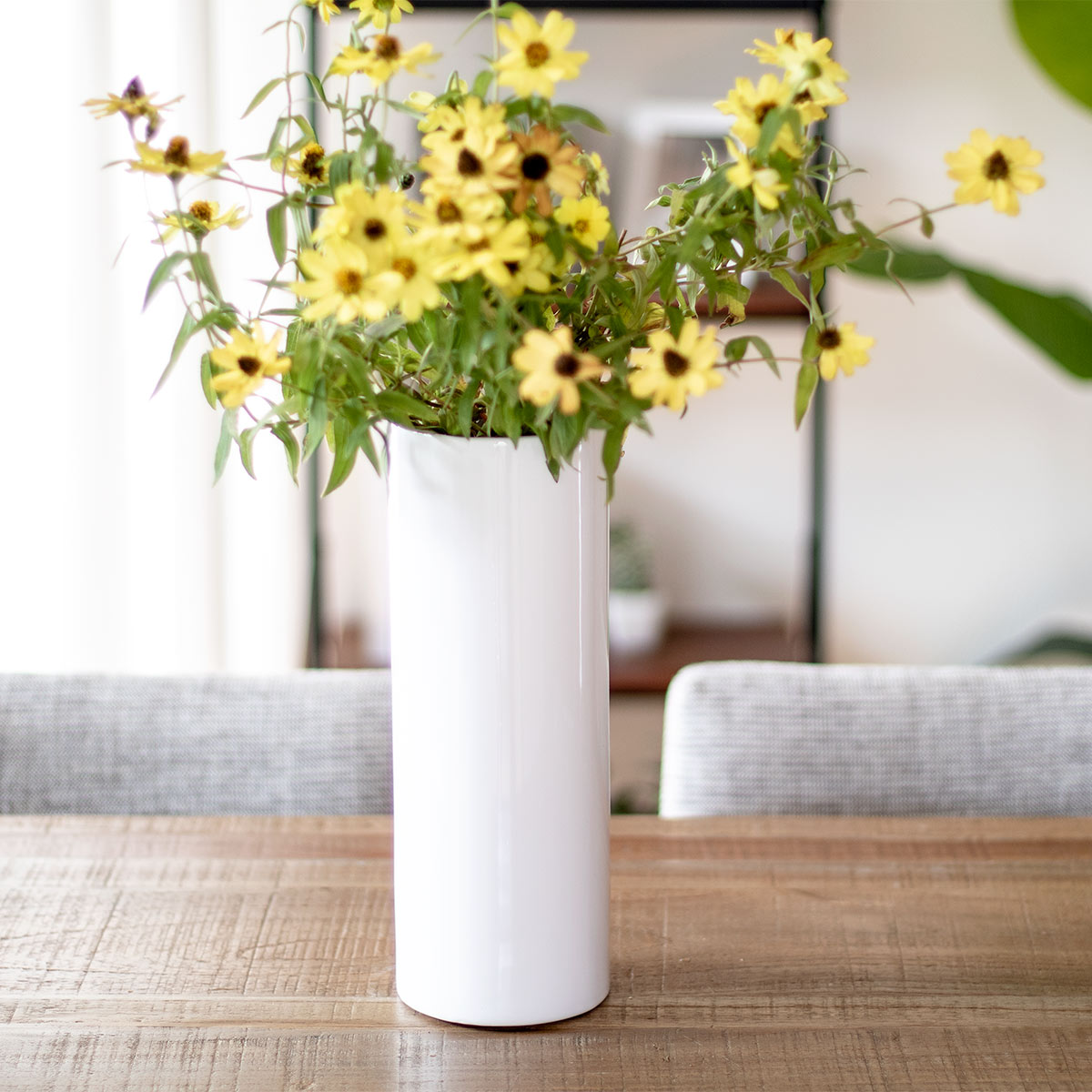 多色花柄陶器花瓶 高さ約30cm 花瓶 モノトーンフラワーベース 陶器 幅10×奥行10×高さ30cm