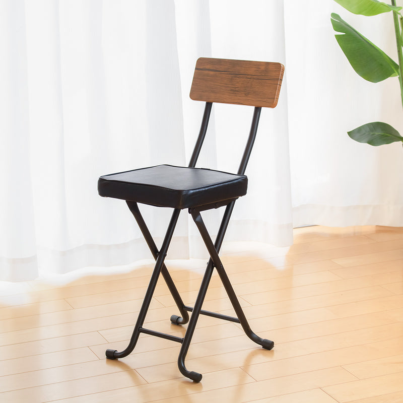 折りたたみ椅子 ヴィンテージクッションチェア 木目調 完成品 座面高47.5cm -21