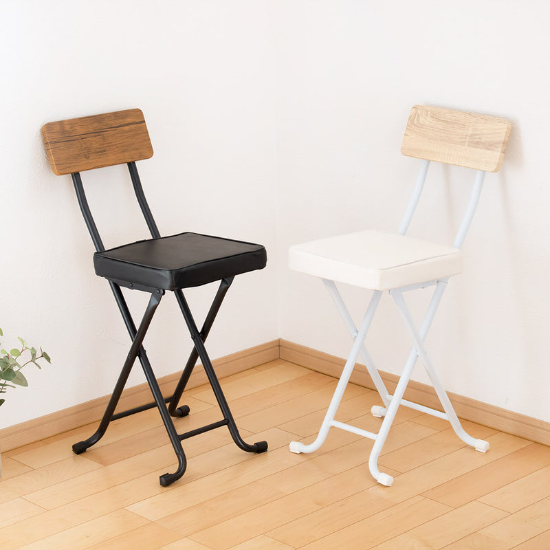 折りたたみ椅子 ヴィンテージクッションチェア 木目調 完成品 座面高47.5cm -6