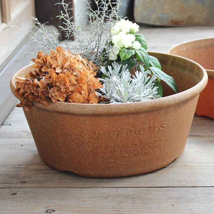 プランター エコプランター浅型 直径36.3cm 木粉入り -7