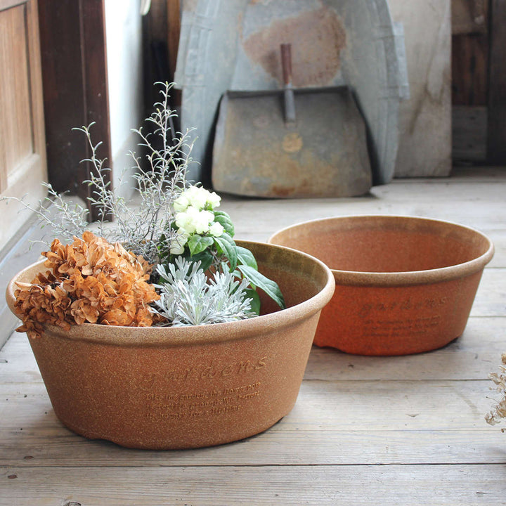 プランター エコプランター浅型 直径36.3cm 木粉入り -11