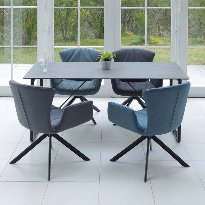 ダイニングチェア 座面高43cm 回転 スクープ -14