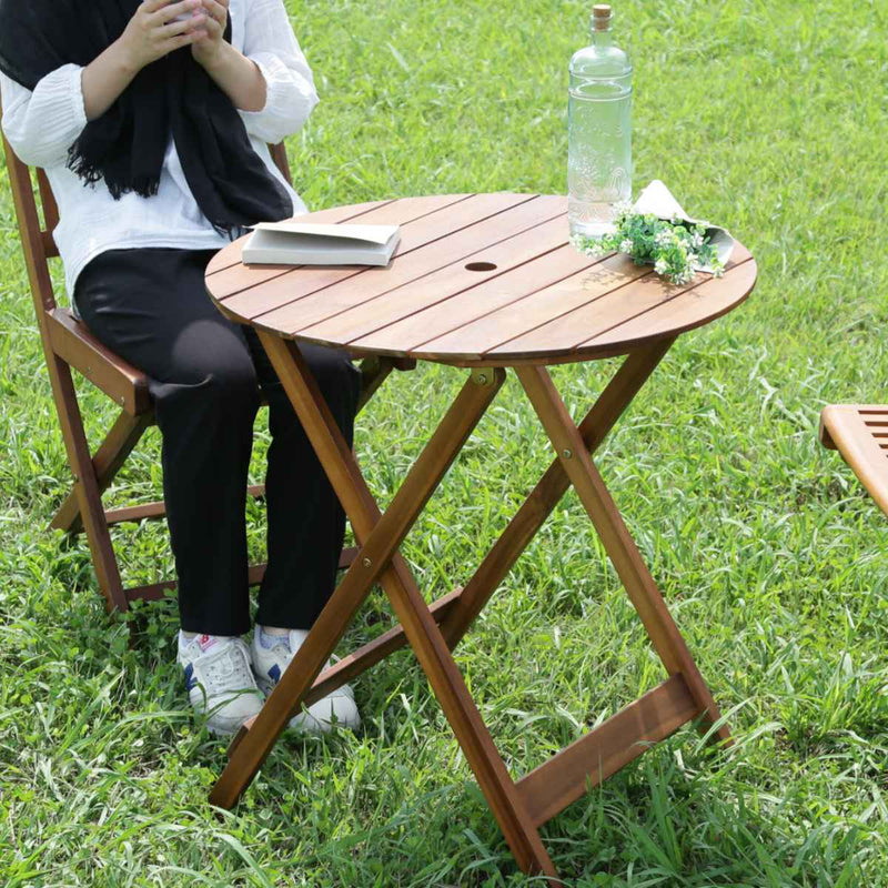 ガーデンテーブル ラウンドテーブル 直径68.5cm 木製 -14