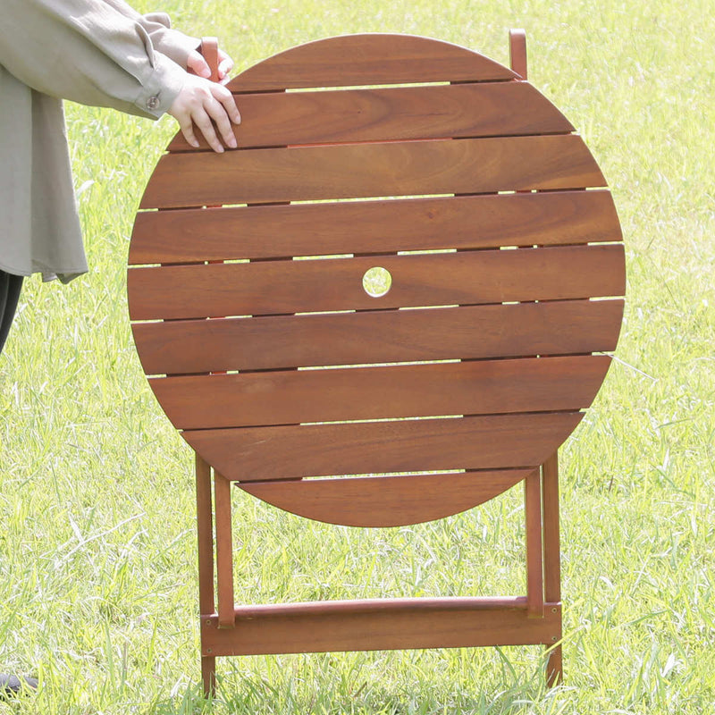 ガーデンテーブル ラウンドテーブル 直径68.5cm 木製 -7