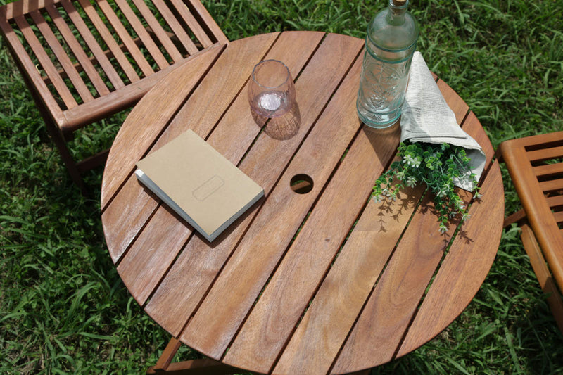 ガーデンテーブル ラウンドテーブル 直径68.5cm 木製 -11