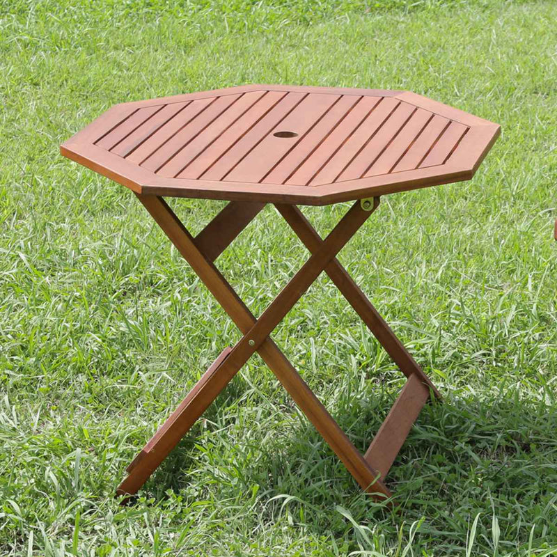 ガーデンテーブル 八角テーブル 幅90cm 木製 -2
