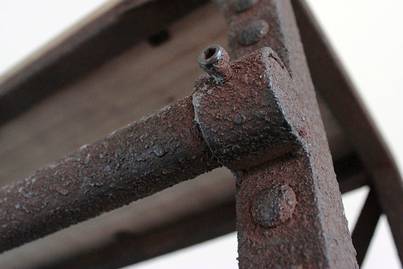 ラダーシェルフ インダストリアル調 古材 錆フレーム はしご付 幅105cm -15