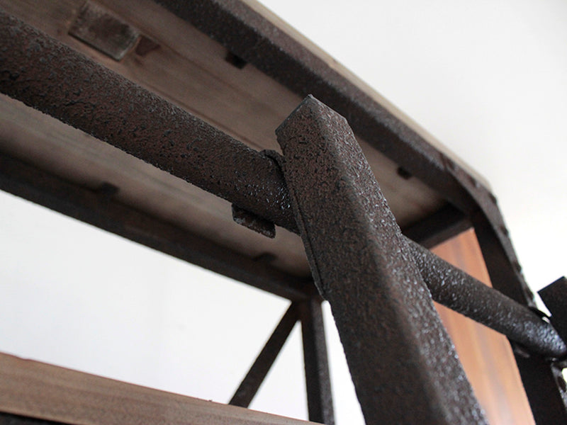 ラダーシェルフ インダストリアル調 古材 錆フレーム はしご付 幅105cm -17