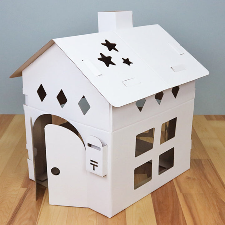 ダンボールハウス家白おえかきハウス子供おままごと