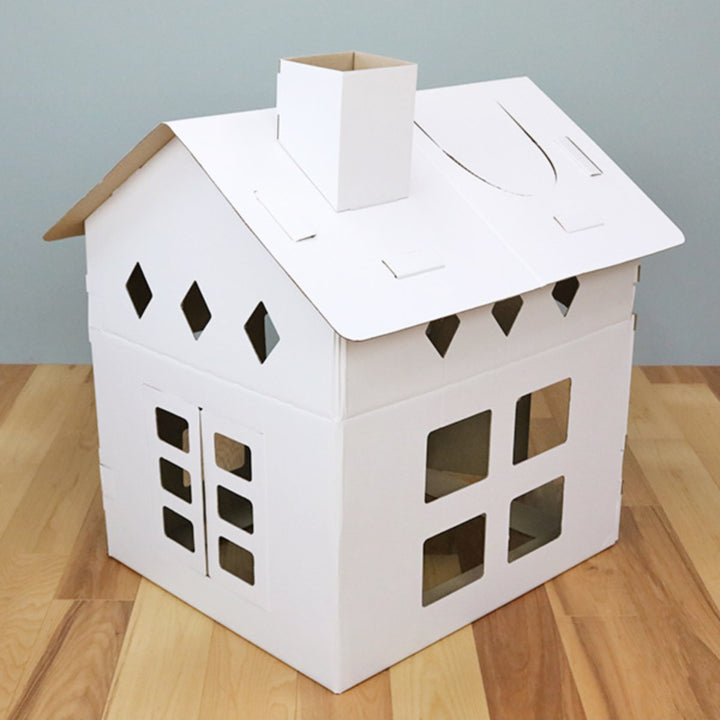 ダンボールハウス家白おえかきハウス子供おままごと