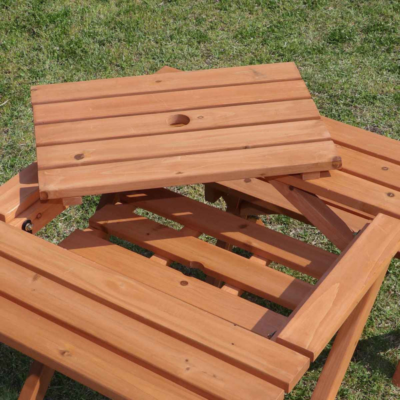 ガーデンテーブル 杉材BBQテーブル＆ベンチセット ミニコンロスペース付 木製 -14
