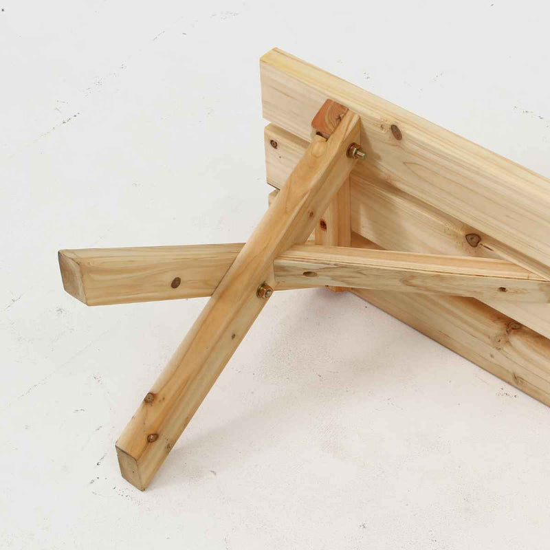 ガーデンテーブル BBQテーブル＆ベンチセット コンロスペース付 木製 -15