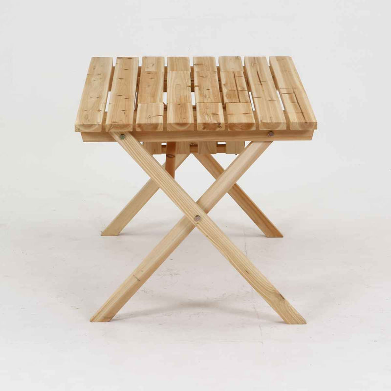 ガーデンテーブル BBQテーブル＆ベンチセット コンロスペース付 木製 -8