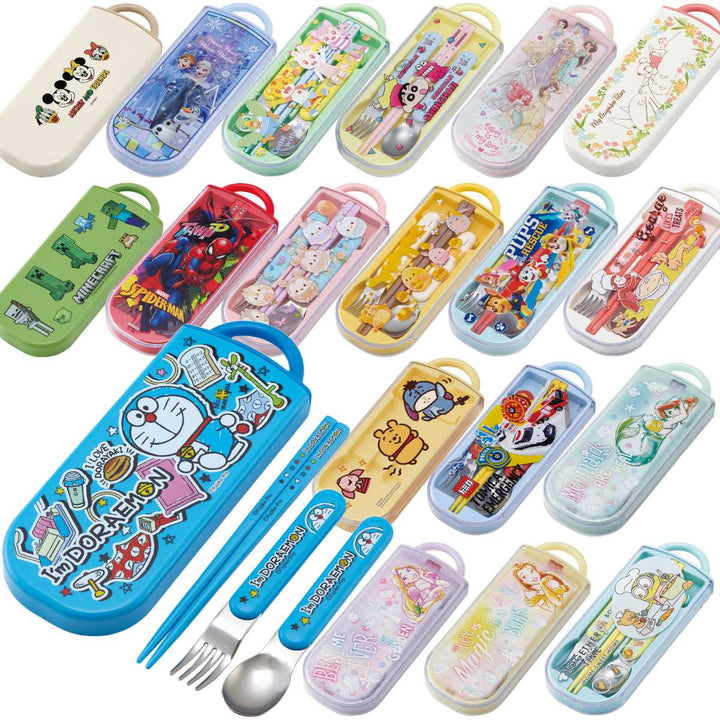 トリオセット 抗菌 箸 スプーン フォーク カトラリーセット スライド式 キャラクタ― -2