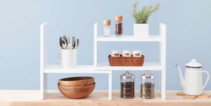 伸縮 ミニオープンラック 木製 ディスプレイラック 幅45～75cm -13