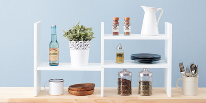 伸縮 ミニオープンラック 木製 ディスプレイラック 幅45～75cm -14