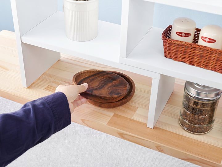 伸縮 ミニオープンラック 木製 ディスプレイラック 幅45～75cm -17