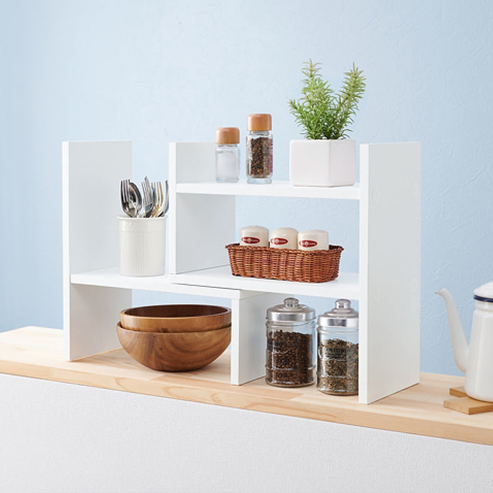 伸縮 ミニオープンラック 木製 ディスプレイラック 幅45～75cm -7