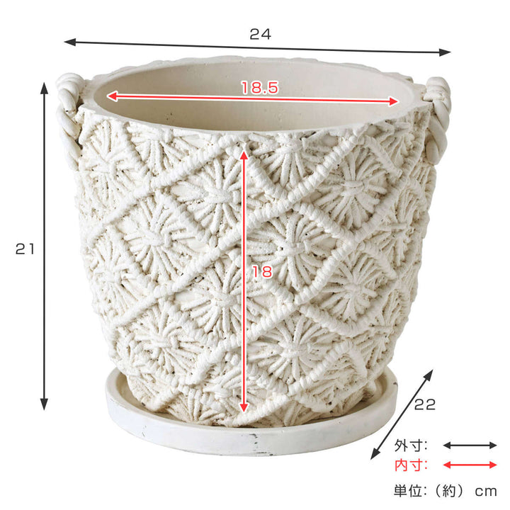 植木鉢 マクラメプランター Lサイズ 6号 セメント -5