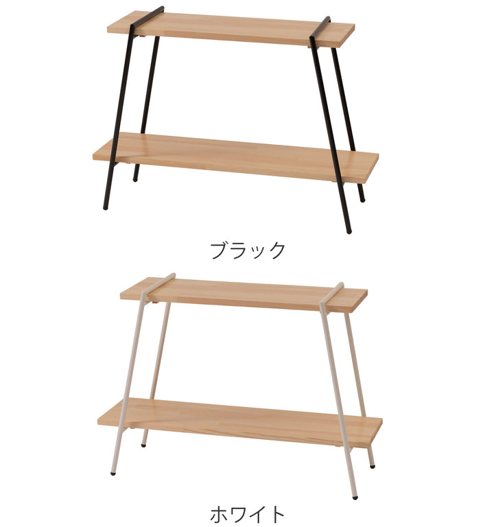 オープンラック 2段 天然木棚 アイアン脚 幅78cm -4