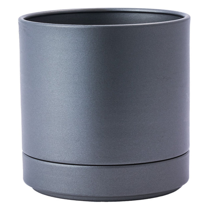 植木鉢MC円柱メタルECOポット受け皿付き直径12cm