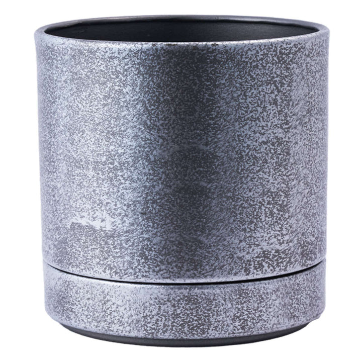 植木鉢MC円柱メタルECOポット受け皿付き直径12cm