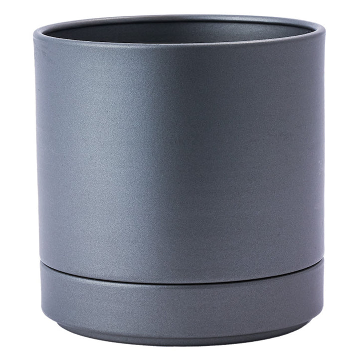 植木鉢MC円柱メタルECOポット受け皿付き直径15cm