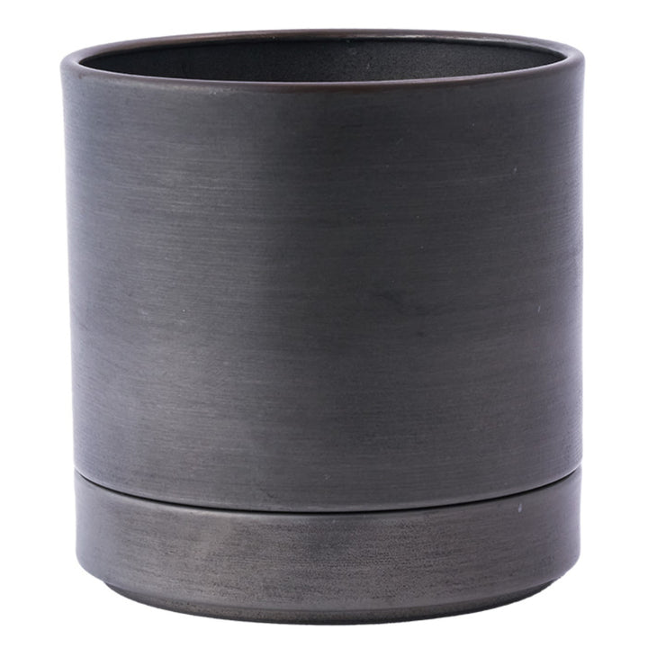 植木鉢MC円柱メタルECOポット受け皿付き直径15cm