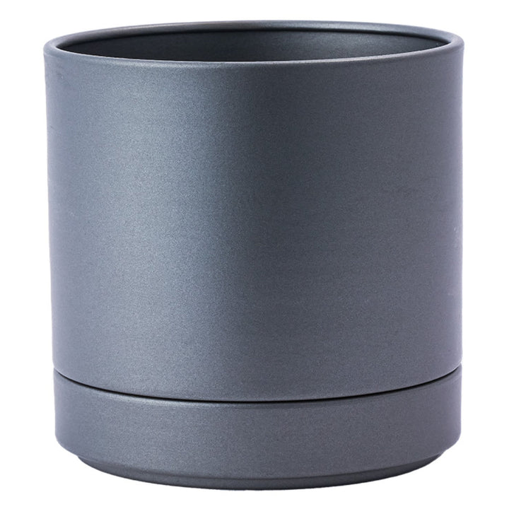 植木鉢MC円柱メタルECOポット受け皿付き直径17cm
